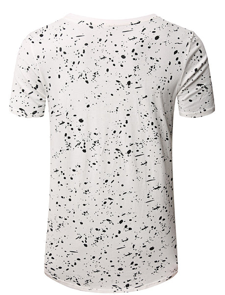 NITAGUT Mens Hipster Hiphop Longline T-Shirt Cotton Star Print Tees Zipper Trim