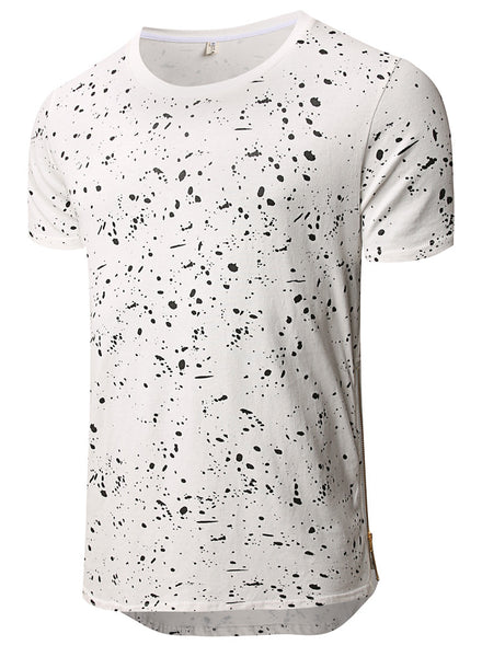 NITAGUT Mens Hipster Hiphop Longline T-Shirt Cotton Star Print Tees Zipper Trim