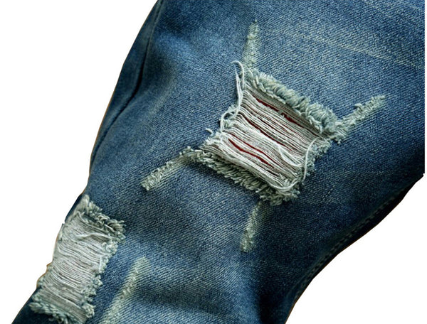 NITAGUT Men's Ripped Slim Fit  Jeans-Blue