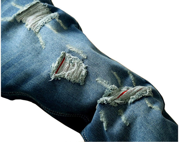 NITAGUT Men's Ripped Slim Fit  Jeans-Blue