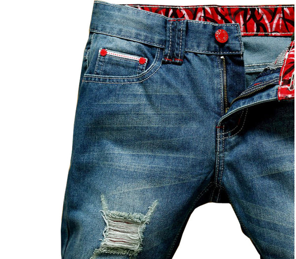 NITAGUT Men's Ripped Slim Fit  Jeans-Blue