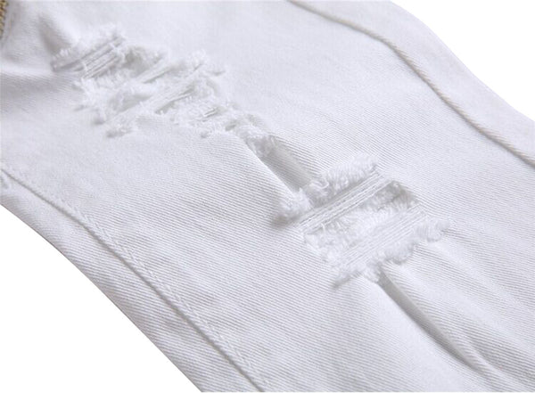 NITAGUT Men's Skinny Ripped Destroyed Slim Straight Fit Zipper Jeans With Holes