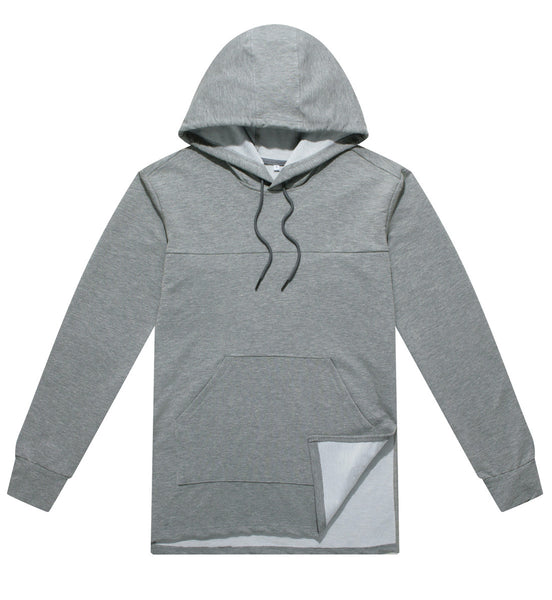 NITAGUT Mens Hipster Hip Hop Pullover Hoodie Sweatshirt Long Sleeve T shirts-Grey