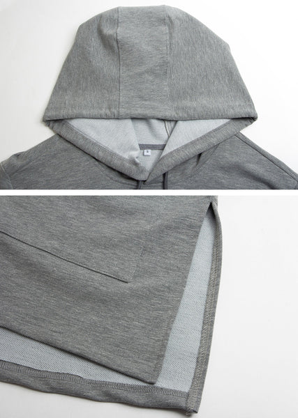 NITAGUT Mens Hipster Hip Hop Pullover Hoodie Sweatshirt Long Sleeve T shirts-Grey
