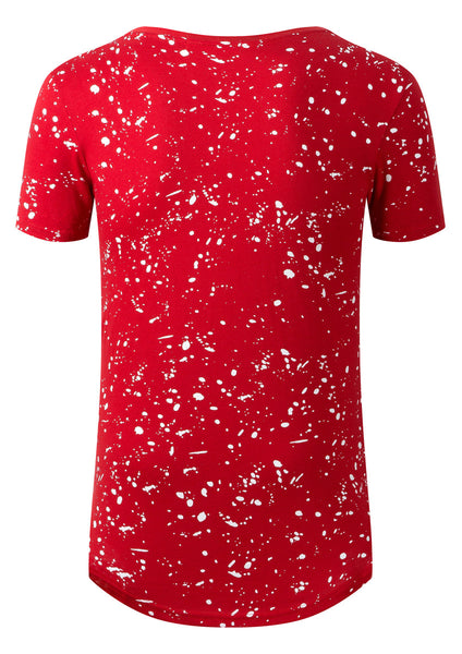 NITAGUT Mens Hipster Hiphop Longline T-Shirt Cotton Star Print Tees Zipper Trim