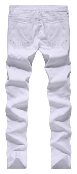 NITAGUT Men's Skinny Ripped Destroyed Slim Straight Fit Zipper Jeans With Holes