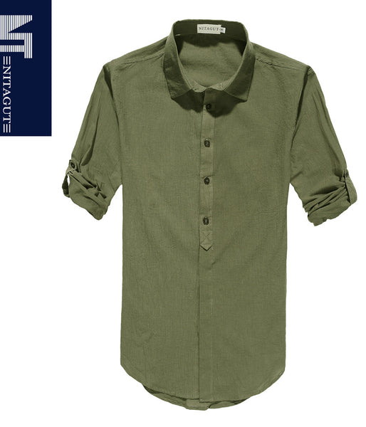NITAGUT Men's Cotton Linen Blend Shirts