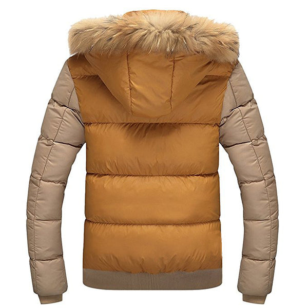 NITAGUT Men's Casual Fur Hooded Qulited Jacket
