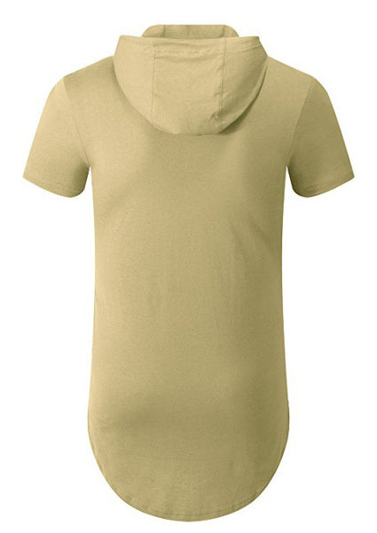 NITAGUT Men's Hipster Hip Hop Hoodie Side Zipper T shirt-Yellow