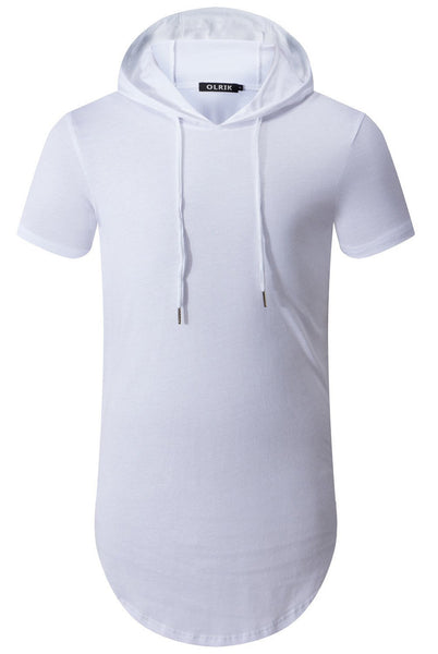NITAGUT Men's Hipster Hip Hop Hoodie Side Zipper T shirt -White