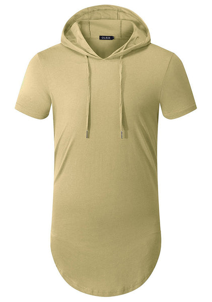 NITAGUT Men's Hipster Hip Hop Hoodie Side Zipper T shirt-Yellow